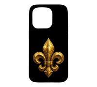 Emblème héraldique de Fleur de lys blindé avec détails rivetés Coque pour iPhone 15 Pro