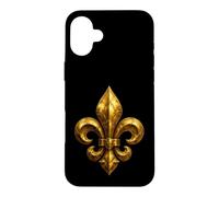 Emblème héraldique de Fleur de lys blindé avec détails rivetés Coque pour iPhone 16 Plus