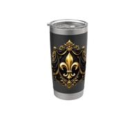 Emblème héraldique drapé fleur de lys baroque royal Gobelet isotherme en acier inoxydable double paroi