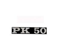 Emblème/Inscription 'PK 50' Capot latéral pour modèles Vespa PK 50-95 x 17 mm 2 Broches espacement 80 mm