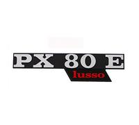 Emblème/Inscription PX 80 E Lusso 'Capot latéral pour Vespa PX 80 Lusso - 2 Broches 130 x 33 mm Espacement 105 MN