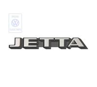 Emblème JETTA chromé sur fond noir satiné pour face arrière de VW Jetta 2 phase 1 (-07/1987) - sans niveau de finition