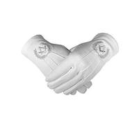 Emblème Maçonnique Blanc 100% Cotton Gants Place Compas BT050 - Argent, X Large