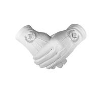 Emblème Maçonnique Blanc 100% Cotton Gants Place Compas & G BT048 - Argent, Large