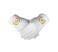 Emblème Maçonnique Blanc 100% Cotton Gants Place Compas & G BT048 - Or, X Large
