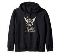 Emblème Minimaliste de Saint Michel Archange Silhouette d'ange Sweat à Capuche