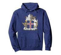 Emblème National Blason Symbole Armoiries de l'Islande Sweat à Capuche, Unisexe pour Adultes, Bleu Marine, XXL