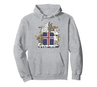 Emblème National Blason Symbole Armoiries de l'Islande Sweat à Capuche, Unisexe pour Adultes, Gris Chiné, S