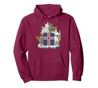 Emblème National Blason Symbole Armoiries de l'Islande Sweat à Capuche, Unisexe pour Adultes, Marron, XXL