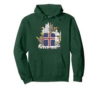 Emblème National Blason Symbole Armoiries de l'Islande Sweat à Capuche, Unisexe pour Adultes, Vert Forêt, XL