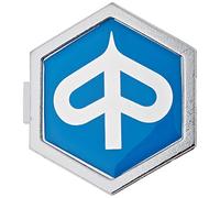 Emblème « Piaggio » en Cascade Hexagonale en Aluminium, À Brancher 32X37 Mm pour Vespa Px T5 Et2 Et4 Etc, Argent