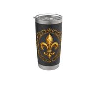 Emblème royal fleur de lys dans un cadre baroque orné Gobelet isotherme en acier inoxydable double paroi