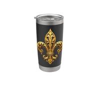 Emblème royal héraldique de fleur de lys baroque orné Gobelet isotherme en acier inoxydable double paroi