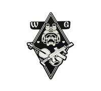 Emblème tête de mort avec télescope, pistolet et violon Wolverine Warrior Applique Applique Patch Fixation Crochet et Boucle Dos Tactique Militaire Moral Brassard Emblème Badges Décoratifs Appliques