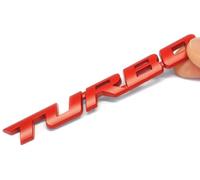 Emblème Turbo chromé avec inscription 3D pour voiture - Autocollant de tuning - Rouge
