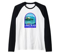 Emblème Vintage du lac Bled Slovénie Manche Raglan
