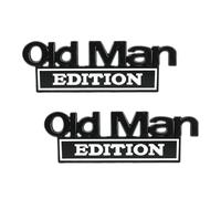 Emblème Voiture Old Man Edition 3D Autocollant métal Noir Blanc, Badge adhésif pour Personnalisation hayon Pare-Chocs, lot 2 pièces, déco Humour retraités, Compatible avec Voitures camions SUV Motos