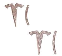 Emblèmes de Voiture, Autocollants Avant et arrière sertis de Strass, élégants et raffinés, faciles à Installer. pour Tesla Model Y,Pink