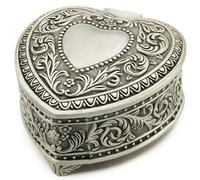 Emboss Alloy Metal Music Box Wind Up and Golden Movement Music Box for Christmas/Birthday/Valentine's Day (Heart Shaped, Song: Fantasia on Greensleeves)