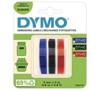 Embossage Ruban Adhésif Blanc sur Bleu Noir & Rouge 9mm X 3M Paquet De 3