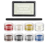 Embossing Kit with 8 X 5g Embossing Powders Assorted Colors Clear Detailing Pen Ink Pad Suitable Supplies