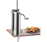 Embossoir à saucisses manuel COSTWAY 6L, machine à saucisses en acier inoxydable, embossoir à saucisses argenté, presse à saucisses avec pince de table, seringue à saucisses, 6 tubes de remplissage in