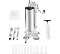 Embossoir à saucisses manuel vertical, capacité 3L, type manivelle, 6 tubes de remplissage, argenté