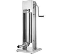 Zelsius Remplisseur professionnel de saucisses en acier inoxydable + quatre tubes de remplissage différents | Presse à saucisses, machine à saucisses avec boîte de vitesses (7 litres, Argent)