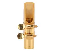 Embouchure pour saxophone soprano |Embouchure de saxophone Sib en métal en laiton avec capuchon et pince |5 Astuces d'ouverture pour débutants/étudiants/joueurs de jazz