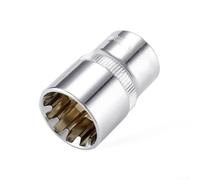 Embout à douille 12 pans 1/2" pour clé à cliquet - Acier au chrome vanadium à couple élevé, finition miroir, 8-32 mm avec verrou à fente (19 mm)