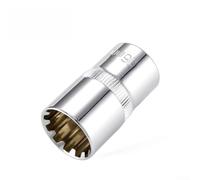 Embout à douille 12 pans 1/2" pour clé à cliquet - Acier au chrome vanadium à couple élevé, finition miroir, 8-32 mm avec verrou à fente (16 mm)