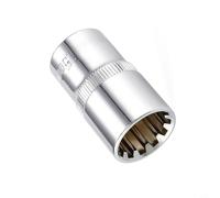 Embout à douille 12 pans 1/2" pour clé à cliquet - Acier au chrome vanadium à couple élevé, finition miroir, 8-32 mm avec verrou à fente (15 mm)