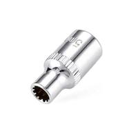 Embout à douille court 12 points pour miroir 6,35 mm pour adaptateur de clé à cliquet Torx, acier au chrome vanadium, ensemble de 4 à 14 mm avec verrou d'extension fendu, design résistant à la