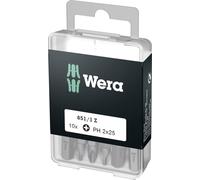 Embout cruciforme PH 2 Wera 05072401001 Acier à outils allié, extra-rigide Forme (embouts): D 6.3 10 pc(s)