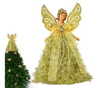 Embout d'arbre d'ange - Figurine de princesse sur le dessus de l'arbre avec, décorations de sapin de Noël élégantes de 8 pouces | Pour la maison et le bureau, ornements de décoration