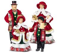 Embout de 4 Figurines de Noël chanteurs 36cm 46cm Rouge et Vert Famille corailing Coraux pour décorations de Noël