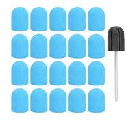 Embout de Bande de Ponçage pour Ongles, Capuchon de Ponçage pour Manucure avec 20 Embouts de Tête Abrasifs pour Perceuse à Ongles, Outils de Manucure, Bandes de Ponçage(Bleu)