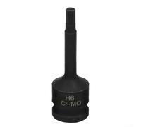 Embout de ouille hexagonale 1/2" pour air et batterie pour outils à impact, adaptateur de tournevis avec trou de goupille de verrouillage, modèles H4 à H12 disponibles, longueur 78 mm (H6)