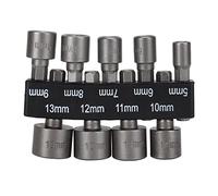 Embout de douille 9 pièces, douilles de tournevis à tige hexagonale 1/4 po avec support de rangement, manchon métrique multifonctionnel 5-13 mm solide pour perceuses électriques,