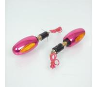 Embout De Guidon Oblong Avec Clignotant Mad Alu Rose Pour Moto / Ø17mm Neuf