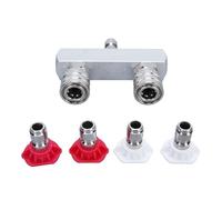Embout de nettoyeur haute pression 2 en 1 en acier inoxydable, double rangée, connexion rapide, buse autobloquante, buse de lavage haute pression 5000 psi pour jardins, véhicules,