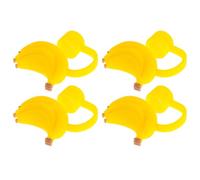 Embout de Paille Banane en Silicone Jaune, Lot de 4 | Anti-poussière, des Fuites, Décor Boisson Mignon, pour Cafés, Bars et Gourdes