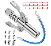 Embout de pistolet à graisse avec tuyau de 30 cm et graisseurs M6 M8 M10, double poignée G Coupler pour pistolet à graisse, aciers inoxydables pour pistolet à graisse standard M6/M8/M10/M12/M14
