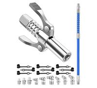 Embout de pistolet à graisse - Double poignée G - Verrouillage rapide - Raccord de pompe à graisse avec tuyau de 30 cm + 9 graisseurs M6 M8 M9 M10 - Coupler de graisse pour pistolet à graisse de