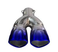 Embout de silencieux d'échappement universel en acier inoxydable, double tube, en forme de cœur, 60 mm Adaptateur D'échappement Unversel(Blue straight)
