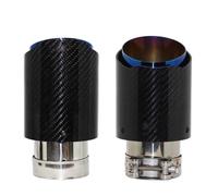Embout de silencieux d'échappement universel en fibre carbone brillant for voiture, droit, acier inoxydable, bleu(63mm-89mm)