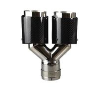 Embout de silencieux d'échappement universel en fibre carbone, longueur identique poli double sortie sergé brillant pour voiture Adaptateur D'échappement Unversel(76.2mm-89mm)
