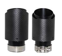 Embout de silencieux d'échappement universel en fibre carbone mat for voiture, droit, acier inoxydable, noir(51mm-76mm)