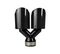 Embout de silencieux d'échappement universel en fibre de carbone noir en forme de Y, double sortie, sergé brillant Adaptateur D'échappement Unversel(63.5mm-101mm)