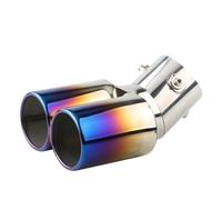 Embout De Silencieux D'échappement Universel Incurvé Double Tube D'admission 63 Mm Acier Inoxydable Garniture Voiture Modifiée Gorge Queue Voiture(2 Blued)